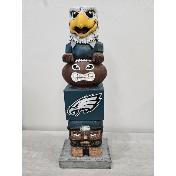 Large 15" Tall Philadelphia Eagles Football Tiki Totem Statue Official NFL - Picture 1 of 7